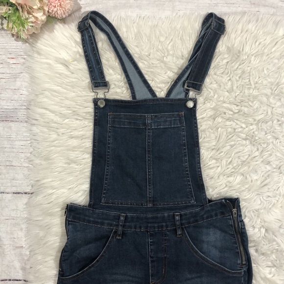 Cheap Monday Distressed Knee Dungaree Carbon Blue Denim Overalls - Picture 7 of 16